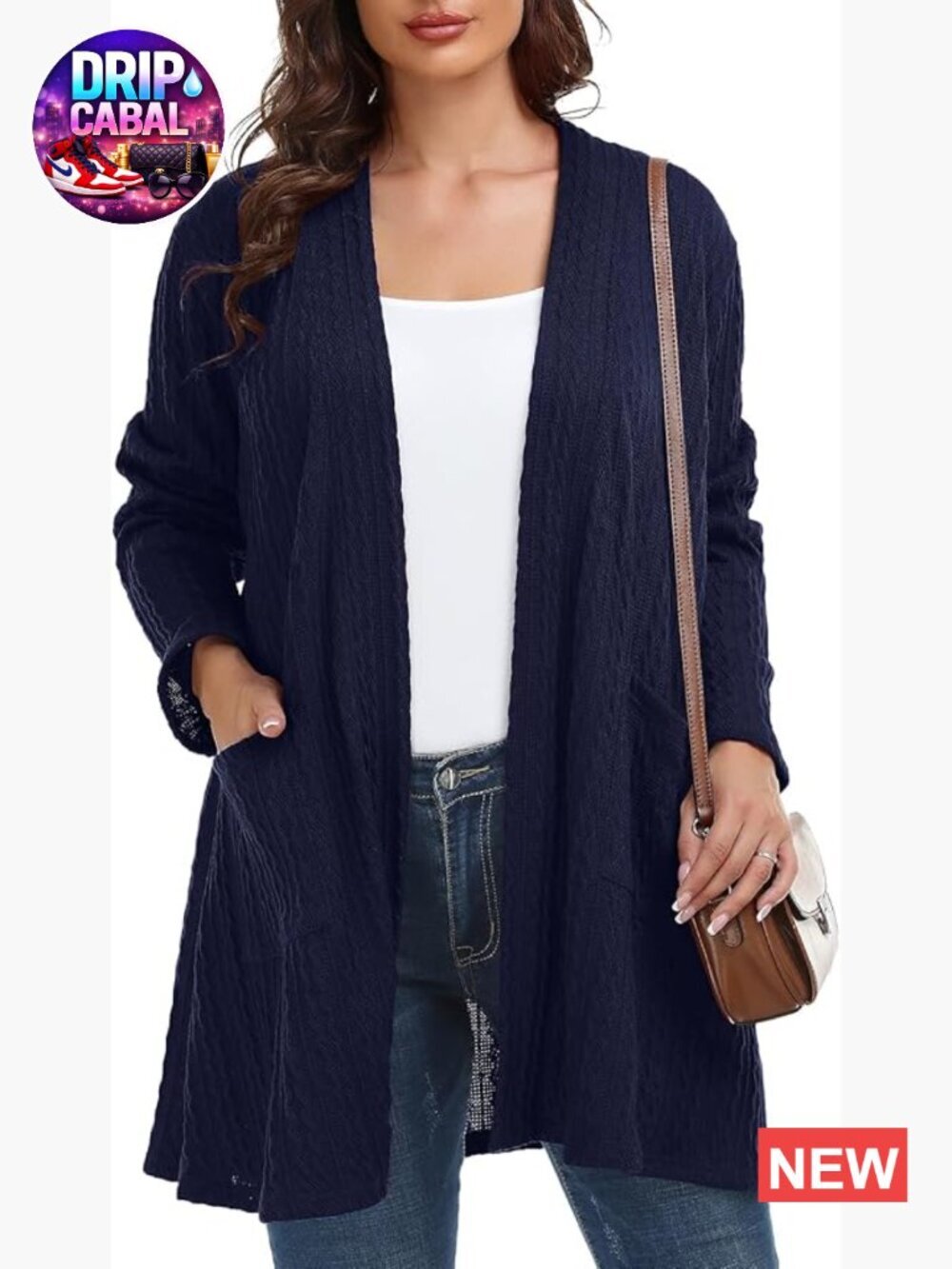 Plus Size Cardigan Long Sleeve with Pockets Lightweight Open Front Sweater